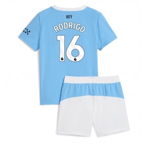 Lacne Dětský Futbalové dres Manchester City Rodri Hernandez #16 2025-26 Krátky Rukáv - Domáci (+ trenírky)
